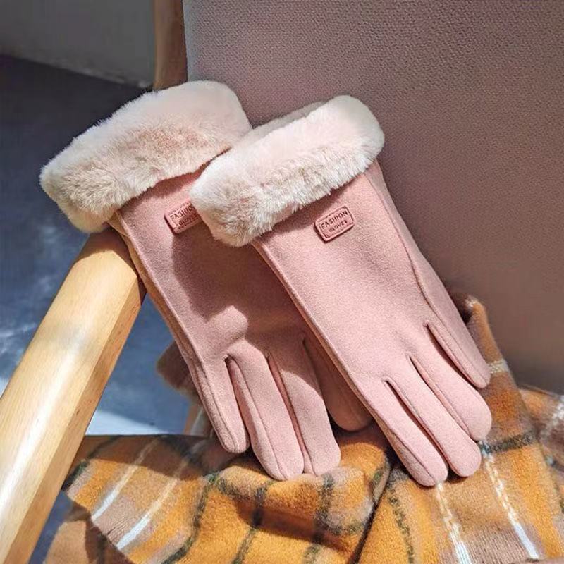 Warm gloves for outdoor cycling, windproof and velvet, cold-proof, touch-screen velvet gloves
