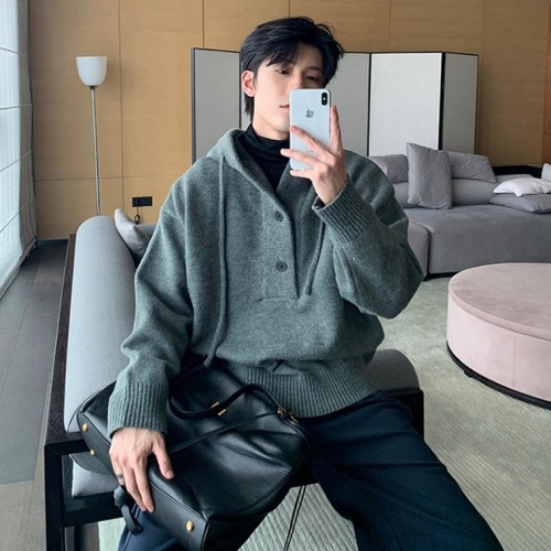 Autumn and winter American hooded sweaters for men, half cardigans, sweaters, couples' trendy pullovers, lazy style tops and jackets