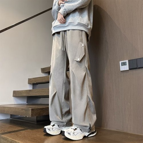 Trendy overalls in autumn, elastic waist, Maillard starry sky and velvet sweatpants in autumn and winter, pleated tether, daily routine