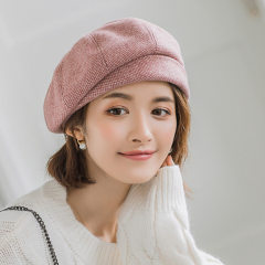 Japanese autumn and winter internet celebrity versatile houndstooth beret Korean style female trendy British bud painter hat winter