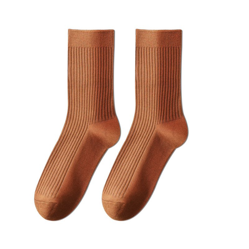Wool socks solid color socks for women thickened autumn and winter thickened warm double needle cashmere socks