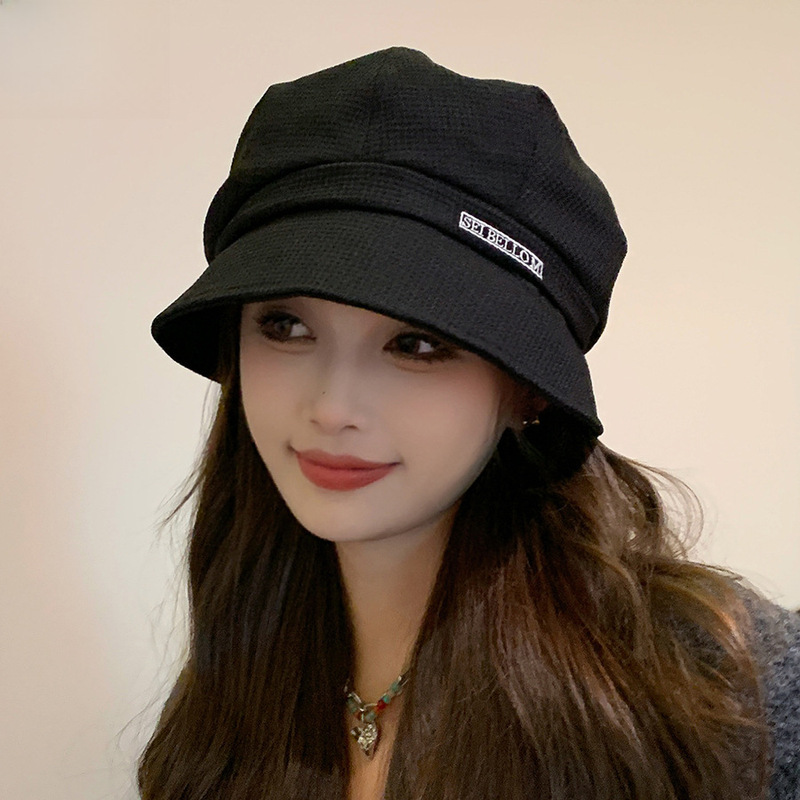 Fisherman hat Korean autumn and winter new octagonal beret women's solid color face-showing small basin hat temperament versatile pile hat