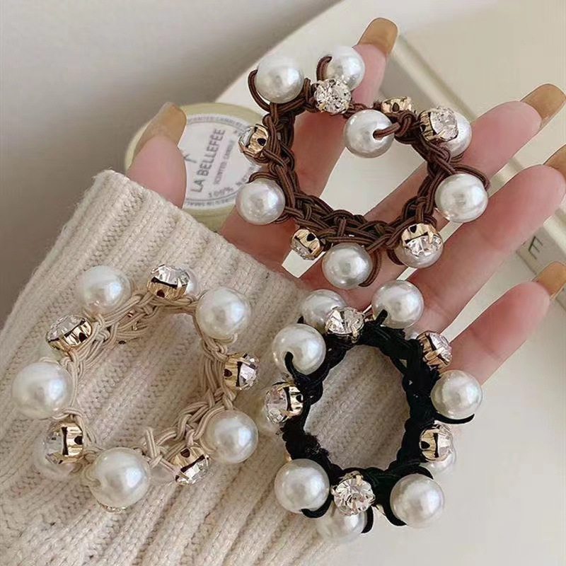 Korean style elegant pearl hair rope for women, simple temperament hair band, rubber band for hair, headband for ponytail, leather headband for women