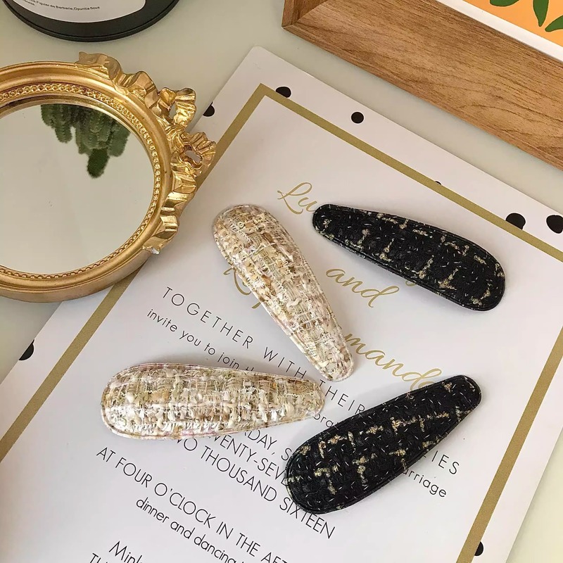 Xiaoxiangfeng light luxury water drop hairpin bb clip versatile simple temperament bangs clip tweed ins style edge clip headwear