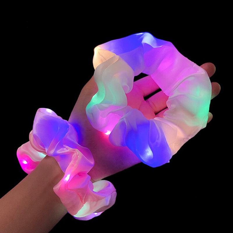 Internet celebrity ins can illuminate large intestine hair band for women LED nightclub disco luminous head rope ponytail head accessories