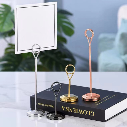 Stainless steel meal card holder round hotel seat card table number plate price table card menu clip number clip wedding sign
