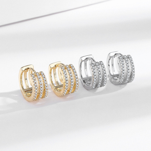 New style fresh and exquisite multi-layered hoop inlaid zircon earrings light luxury personalized ear buckle high-end golden small earrings