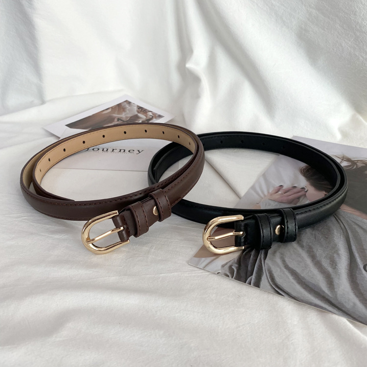 Retro small belt women's jeans belt women's summer simple versatile fine decorative trouser belt black