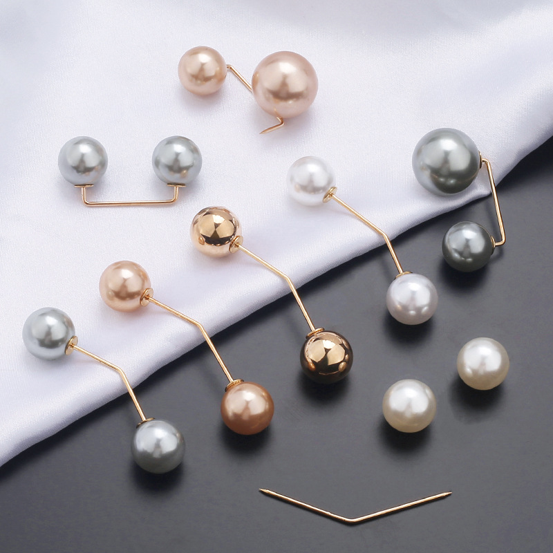 Simple one-word pearl pin for clothing fixation, invisible anti-exposure brooch, high-looking and versatile decorative accessory