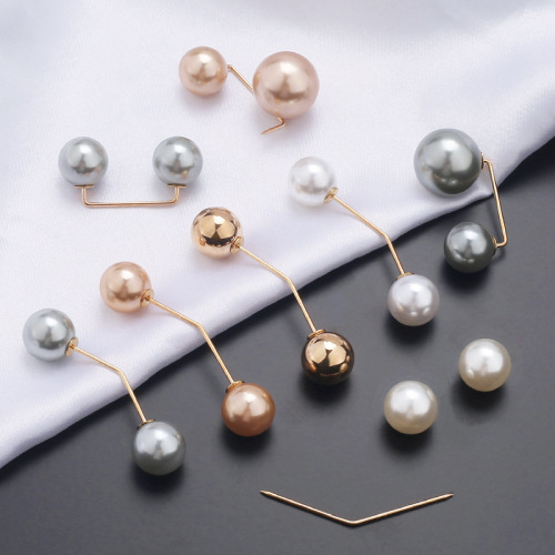Simple one-word pearl pin for clothing fixation, invisible anti-exposure brooch, high-looking and versatile decorative accessory