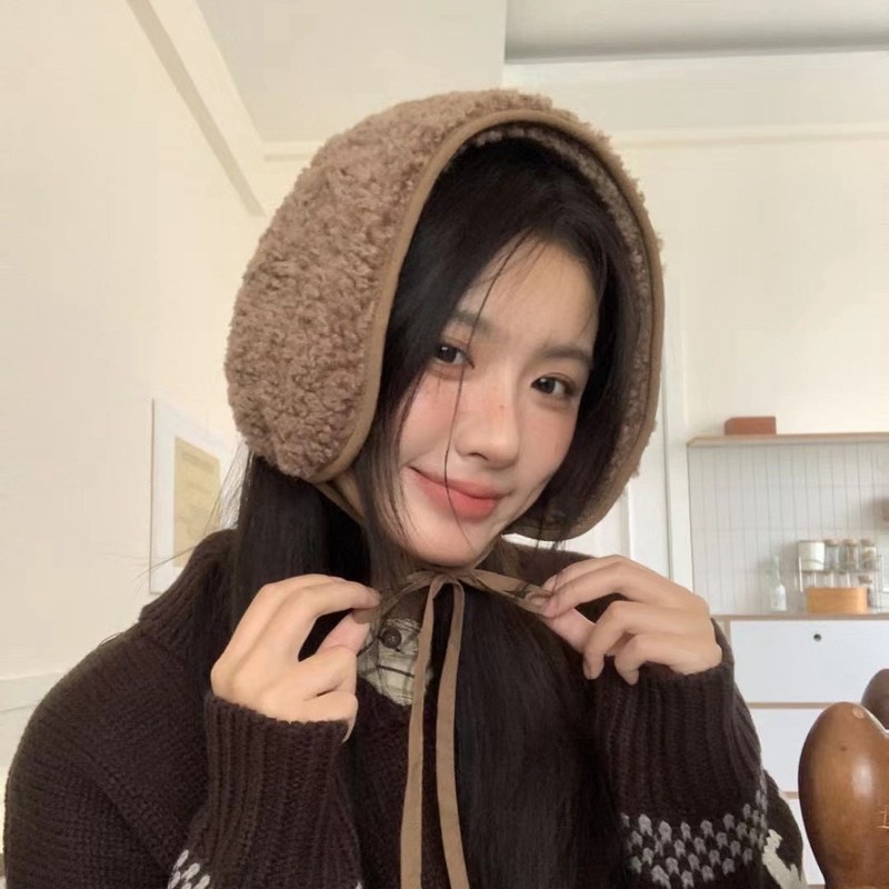 ins versatile solid color lamb wool simple versatile ear protection strap earmuffs warm autumn and winter earmuffs Korean style ear bags
