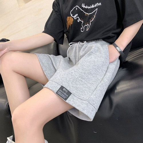 Gray thin wide-leg sports shorts for women's outer wear summer new small pants high-waist slim loose casual pants