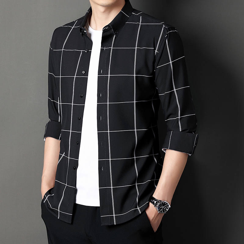New men's plaid shirt long sleeve new Korean style handsome men's shirt