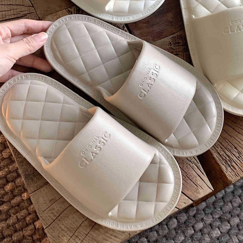 EVA Korean style simple and comfortable rhombus couple home slippers student dormitory soft bottom slippers with poop feeling
