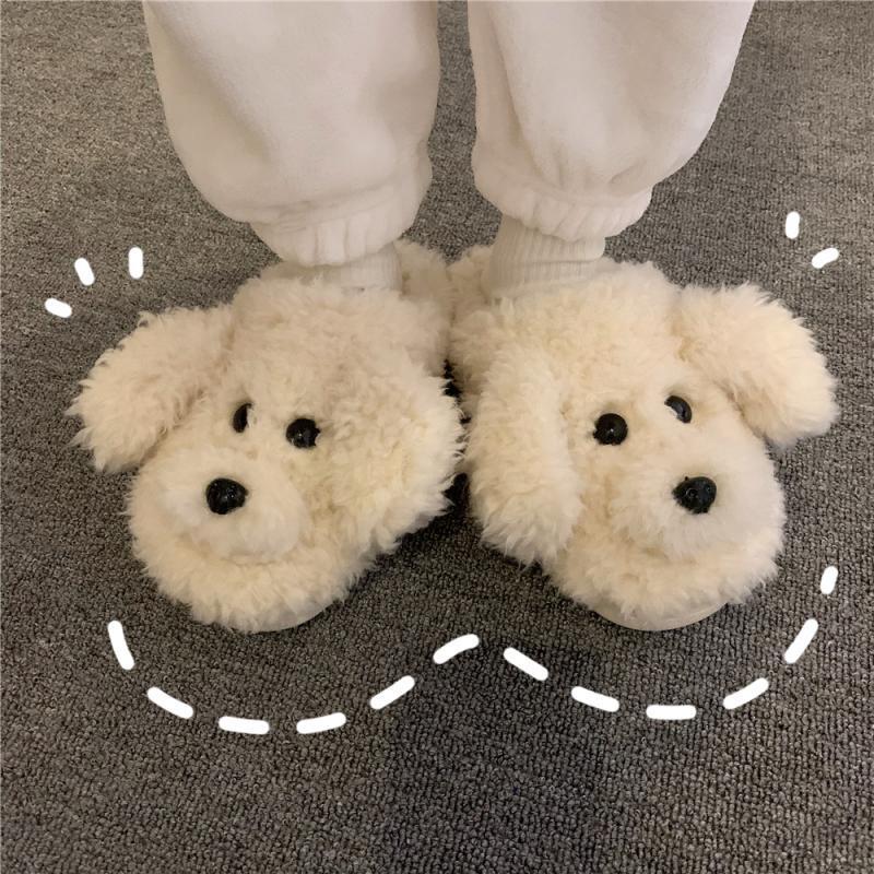 Cotton slippers for women cute cartoon plush indoor home warm ins girl heart cotton shoes winter