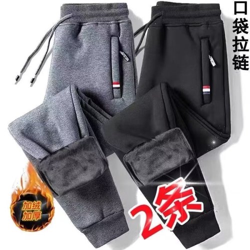 Popular sports pants for men, winter velvet casual trousers, loose outer wear for men and women, trendy brand leggings sweatpants