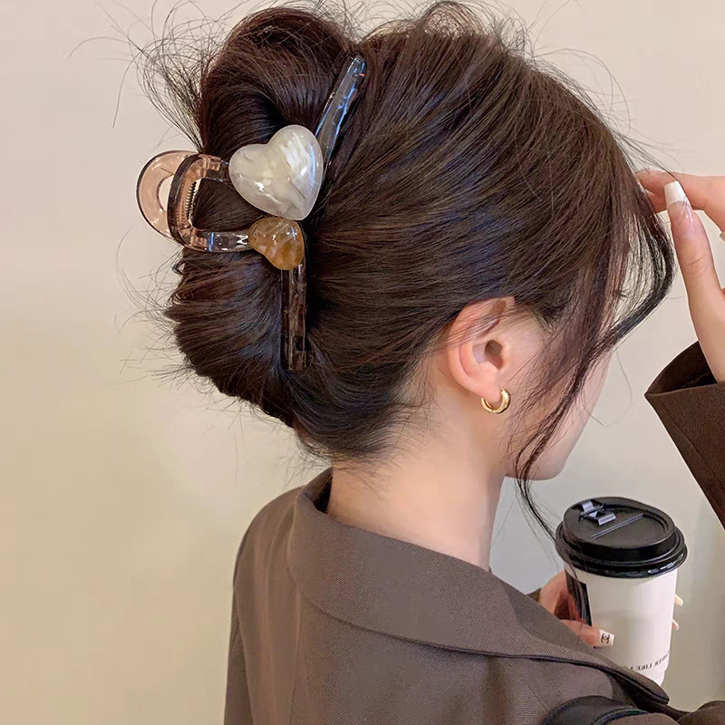 Brown large size hair clip for women with high-end hair style, shark clip for hair, multiple hair clips, temperament hair clip headgear