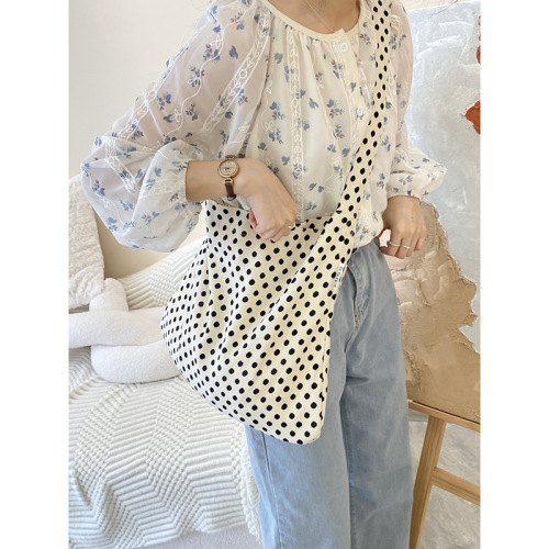 Korean canvas bag leopard print floral shoulder bag cloth bag