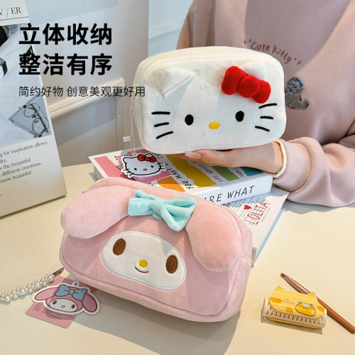 Sanrio Hello Kitty Creative Three-dimensional Cosmetic Bag Cute Cartoon Large Capacity Premium Plush Storage Bag