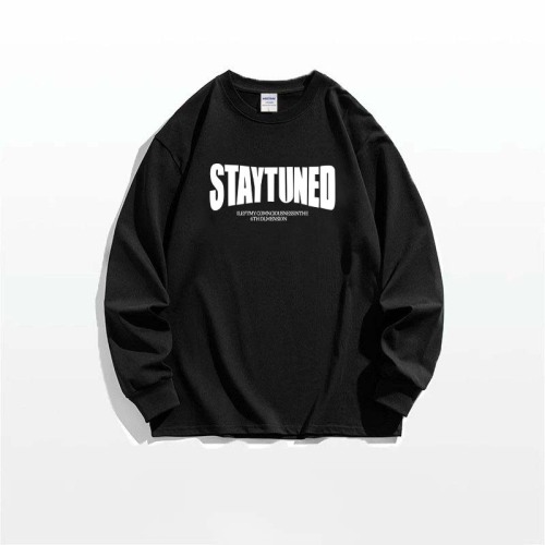 Velvet thickened white long-sleeved T-shirt couple sweatshirt men's winter loose American fashion brand top