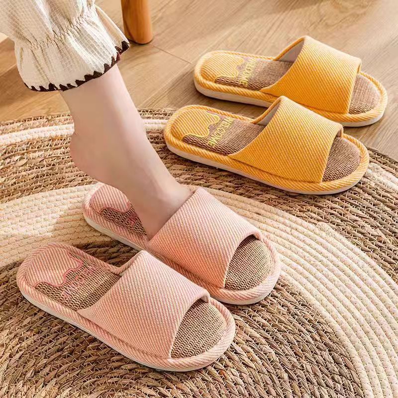 Spring and autumn home non-slip four-season slippers for couples indoor cotton and linen men's and women's linen slippers guest hospitality cotton shoes