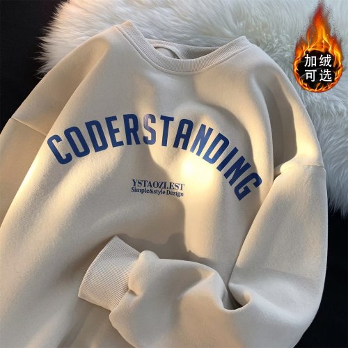 Spring retro Hong Kong style chic hooded sweatshirt casual new American street style loose top trendy ins