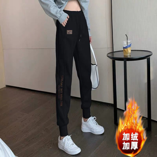 High-waisted fleece pants for women, autumn and winter thickened harem pants, winter cotton pants, loose leggings sweatpants
