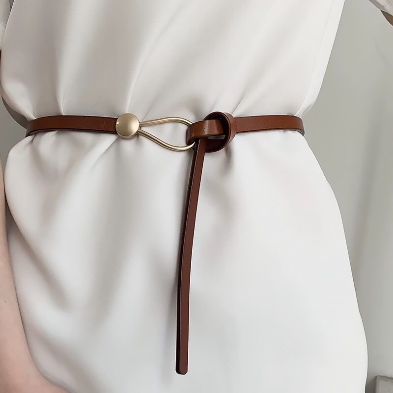 Suit Thin Belt Women's Versatile Knotted Decorative Belt Fashionable Black Matching Dress Sweater Waist Korean Style