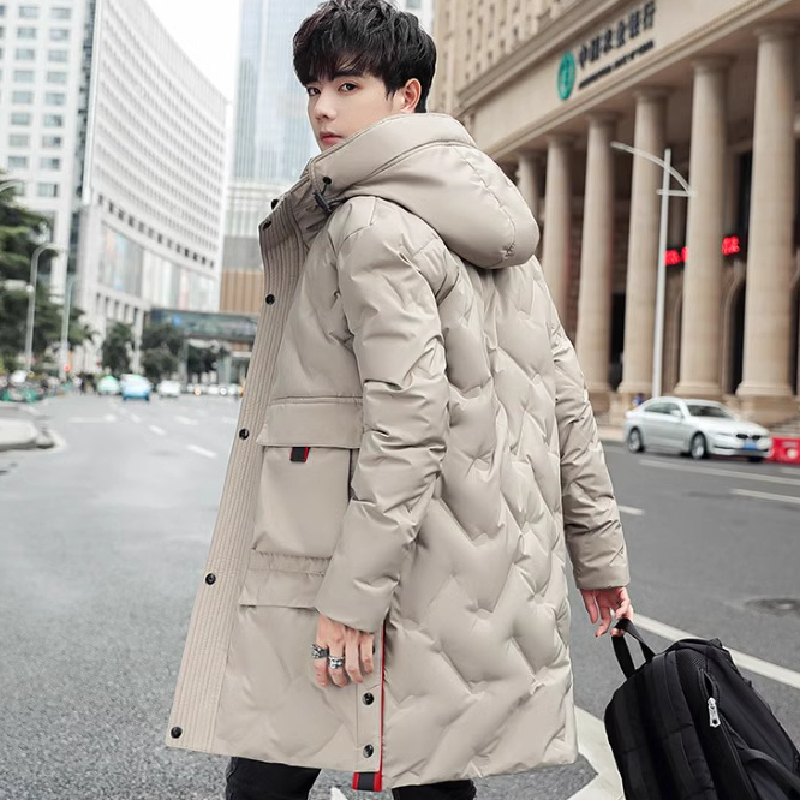 40,000 medium and long winter hooded 80-fleece thickened down jacket for men on various platforms