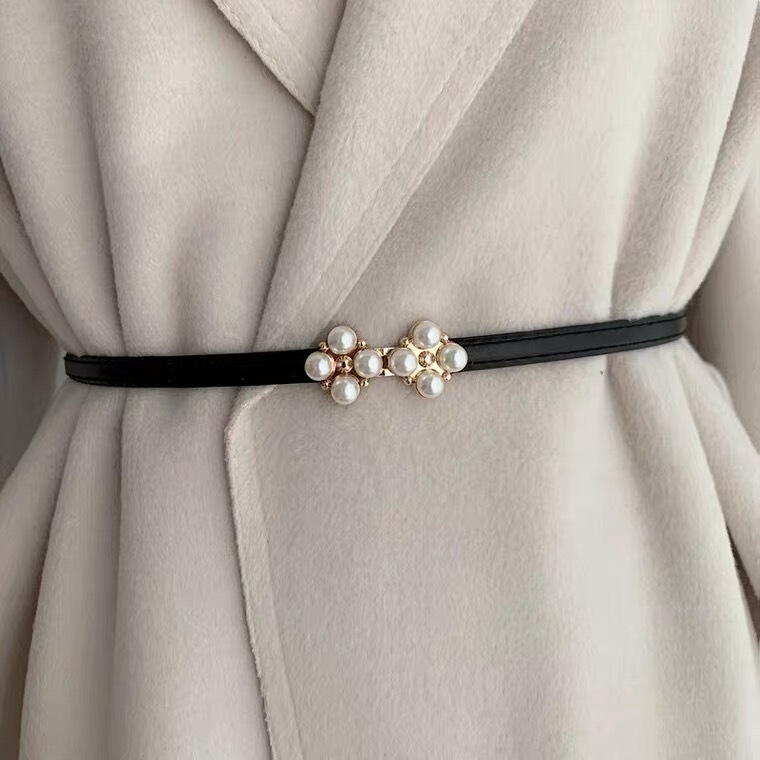 Versatile Pearl Belt Women's Fine Decorative Suit Coat High Quality Leather Adjustable Lady Belt Waist