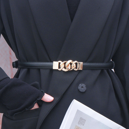 European and American street style new chain buckle adjustable ladies retractable fashion belt fashionable literary versatile trendy accessory
