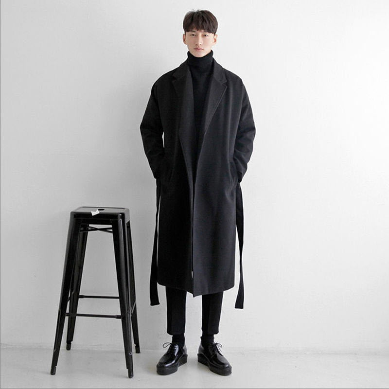 Autumn and winter men's woolen coat mid-length windbreaker jacket regular cotton