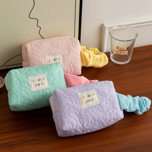 Fresh candy color cosmetic bag large capacity portable floral cosmetics storage bag lipstick storage bag wallet