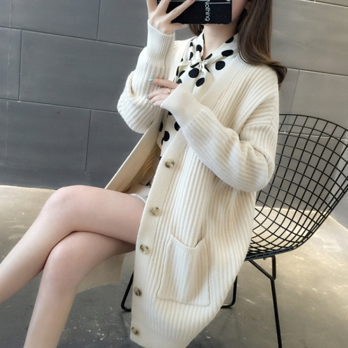 New autumn and winter single-breasted sweater jacket for women thickened mid-length slim versatile knitted cardigan for women