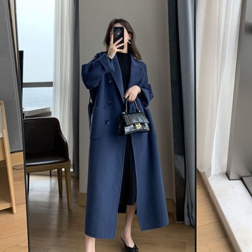 New style woolen coat for women, mid-length, fat MM, slim, loose, high-end, western style, knee-high, large size women's woolen coat
