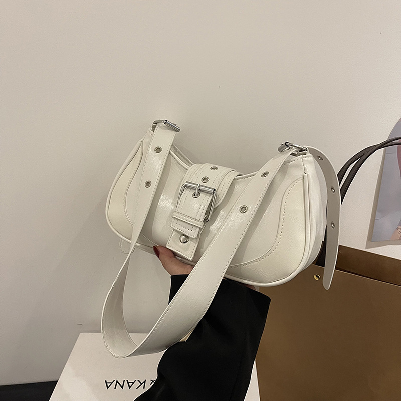 Textured armpit small bag spring new fashion trend shoulder casual handbag retro solid color small bag trend