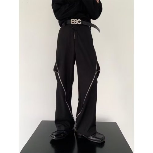 American vibe functional assault pants men's autumn and winter zipper design overalls loose casual pants