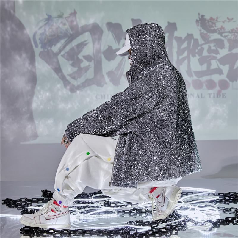 Big Deal Sequined Hooded Casual Jacket