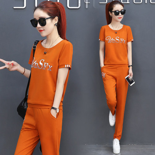 Sports suit for women summer new loose Korean fashion short-sleeved trousers running casual two-piece set