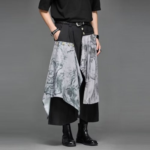 Japanese trendy fashion new artistic temperament ins nine-point pants wide-leg pants Japanese retro tailoring casual pants