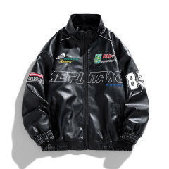 High quality Japanese autumn new original loose embroidered trendy motorcycle leather jacket for men
