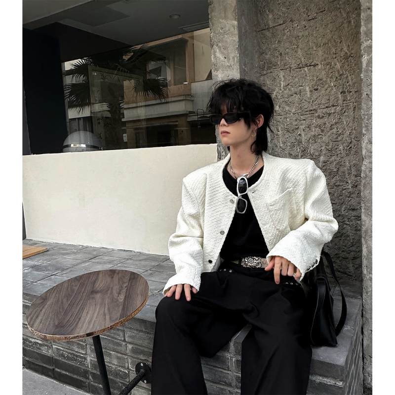 Xiaoxiangfeng short round neck collarless high-end coat jacket