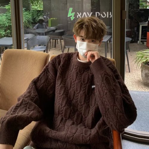 Japanese twist sweater men's new winter style lazy style high-end autumn and winter sweater jacket men's style