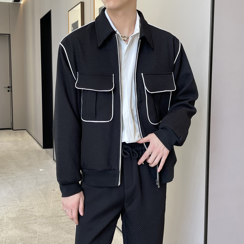 Loose lapel handsome work jacket loose cardigan