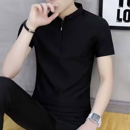 POLO shirt solid color trendy youth popular new Harajuku ins trendy lazy men's summer five-quarter sleeves