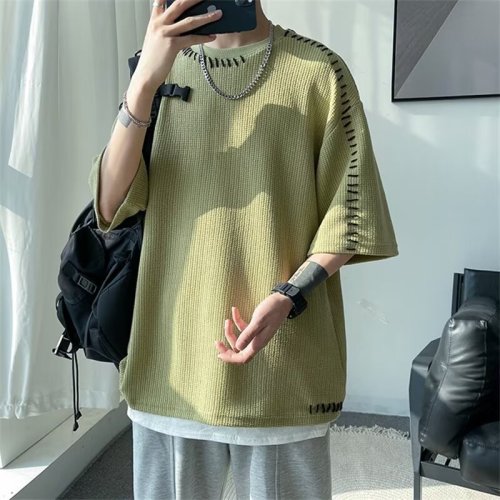 T-shirt fashion trendy brand five-quarter sleeve daily round neck new summer ins urban style men's trend standard youth popular