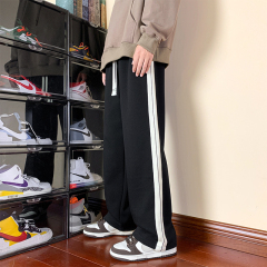 Side stripes men's trousers spring and autumn loose straight tube sports pants