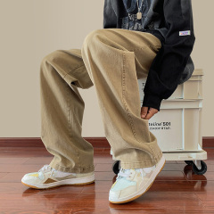 Spring washed pure cotton casual pants for men, retro distressed trendy brand floor mopping trousers