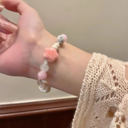 Macaron color ceramic beads bracelet femininity sweet and lovely girl bracelet niche wild hand decoration