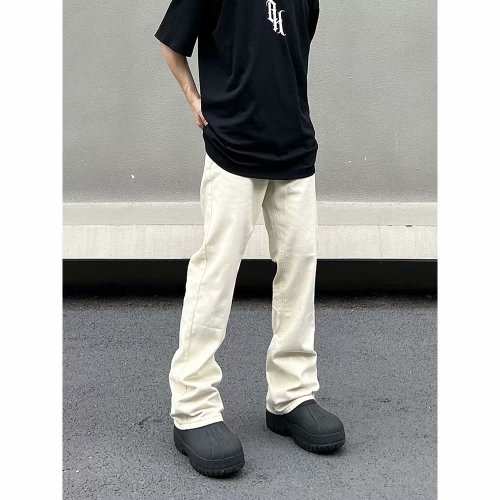 American high street youth solid color casual jeans men